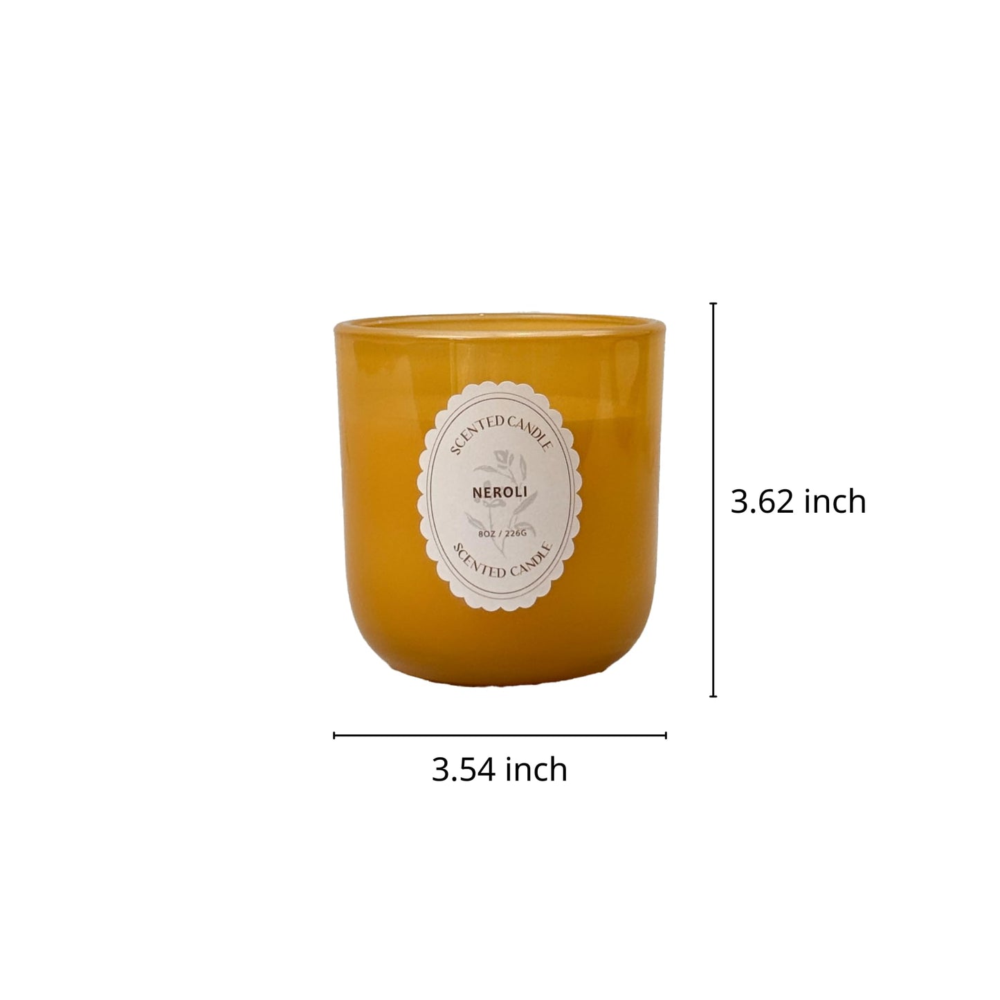 Neroli Scented Candle 8oz – CW Studio Color Glass Jar — Hand-Poured Soy & Paraffin Wax – Clean Burn, Smokeless, Up to 30 Hours, Home Decor & Gift Giving