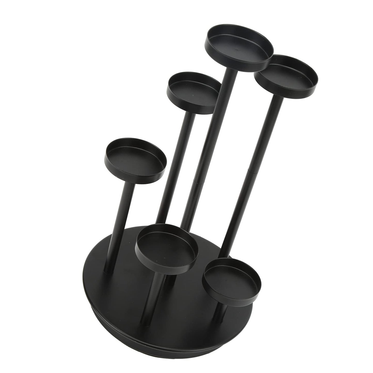 Omquot Retro Elegant 6 Arm Matte Black Iron Candle Holder for Dining Room Bar Decoration