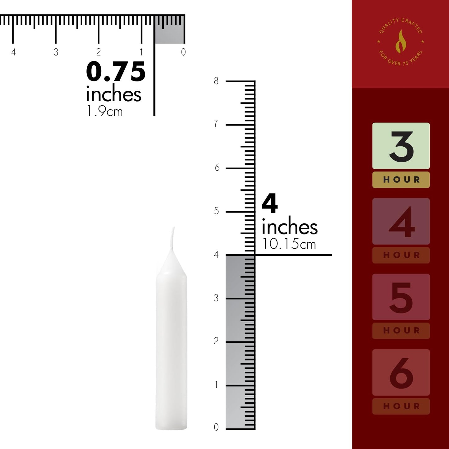 Lerner White Household Candlesticks, Pack of 72 | 3-Hour Burning Time | 4 Inch Tall Dinner Candles | 100% Dripless | Shabbat Candles | Candlesticks for Holidays, Churches, Décor, Emergencies
