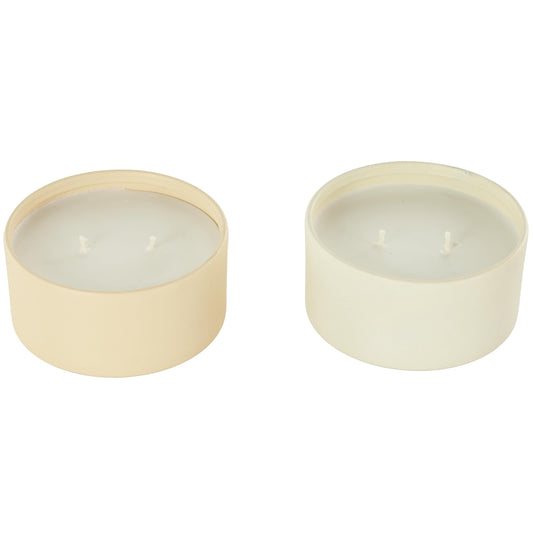 Deco 79 Metal Decorative Candle Apple Cinnamon/Creamy Vanilla Swirl Scented Textured 9oz 2 Wick Aromatherapy Candle with White Wax, Set of 2 Wax Aromatherapy Candle 4" W, 2" H, Multi Colored