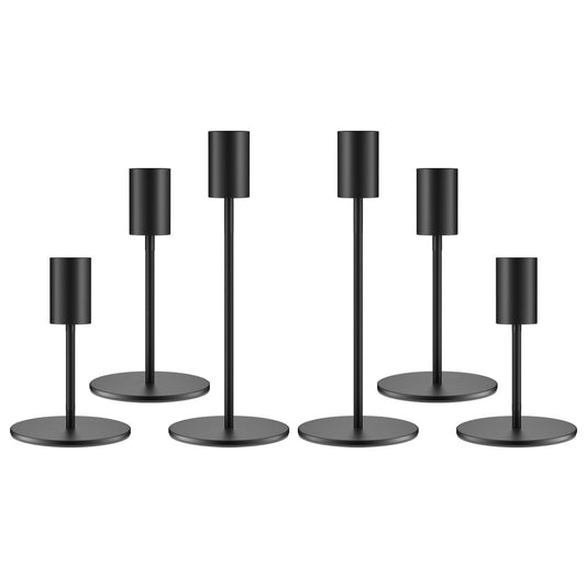 zeochyni Set of 6 Black Taper Candle Holders Candlestick Holders, Decor Candle Stick Candle Holder for Table or Mantel Centerpiece, Wedding, Dinning, Party Home Decor