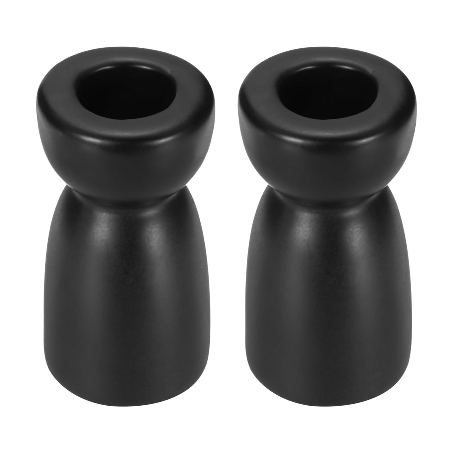 uxcell 2 Pack Candlestick Holder Black Ceramic Taper Candle Holder Candle Stand Holders Modern Style Decoration for Centerpiece Tabletops Anniversary