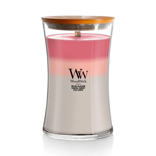 WoodWick Shoreline Trilogy Gifts for Women and Men, 21.5 oz Large Hourglass Trilogy Candle with Crackling Wick