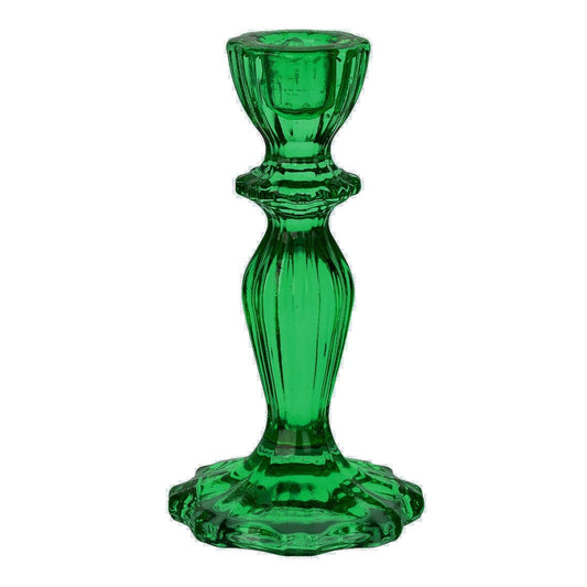 Talking Tables Dark Green Glass Candlestick Holder | Taper Candle Stand for Indoor or Outdoor, Elegant Christmas Table Decorations or Home Décor, Dinner Party, Birthday, Wedding, Large