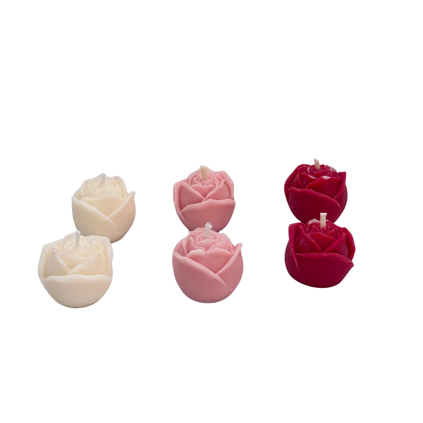 6 Pieces Rose Shaped Candles, Handmade Delicate Flower Candles for Valentine's Day, Party, Wedding, Spa, Home Decoration Gifts, Mini Floral Scented Candle Set Bulk