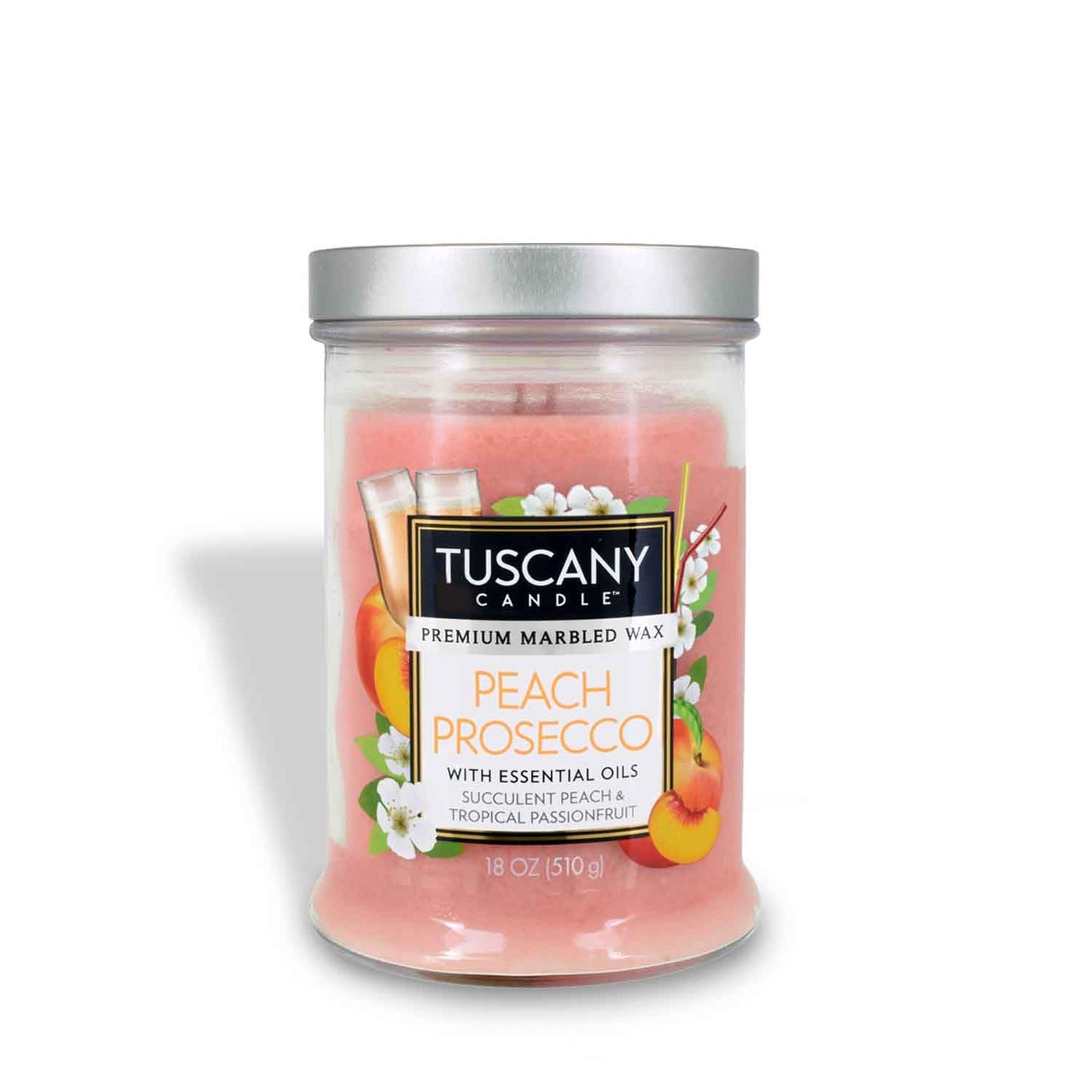 Tuscany Candle Peach Prosecco Long-Lasting Scented Jar Candle, 18 oz