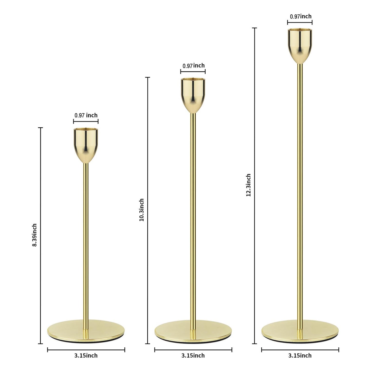 Ohtomber Gold Taper Candle Holder - 6PCS Candlestick Holders, Candlesticks Centerpiece Wedding Table Decor, Fit Pillar 3/4" Thick Tapered & Led Candles