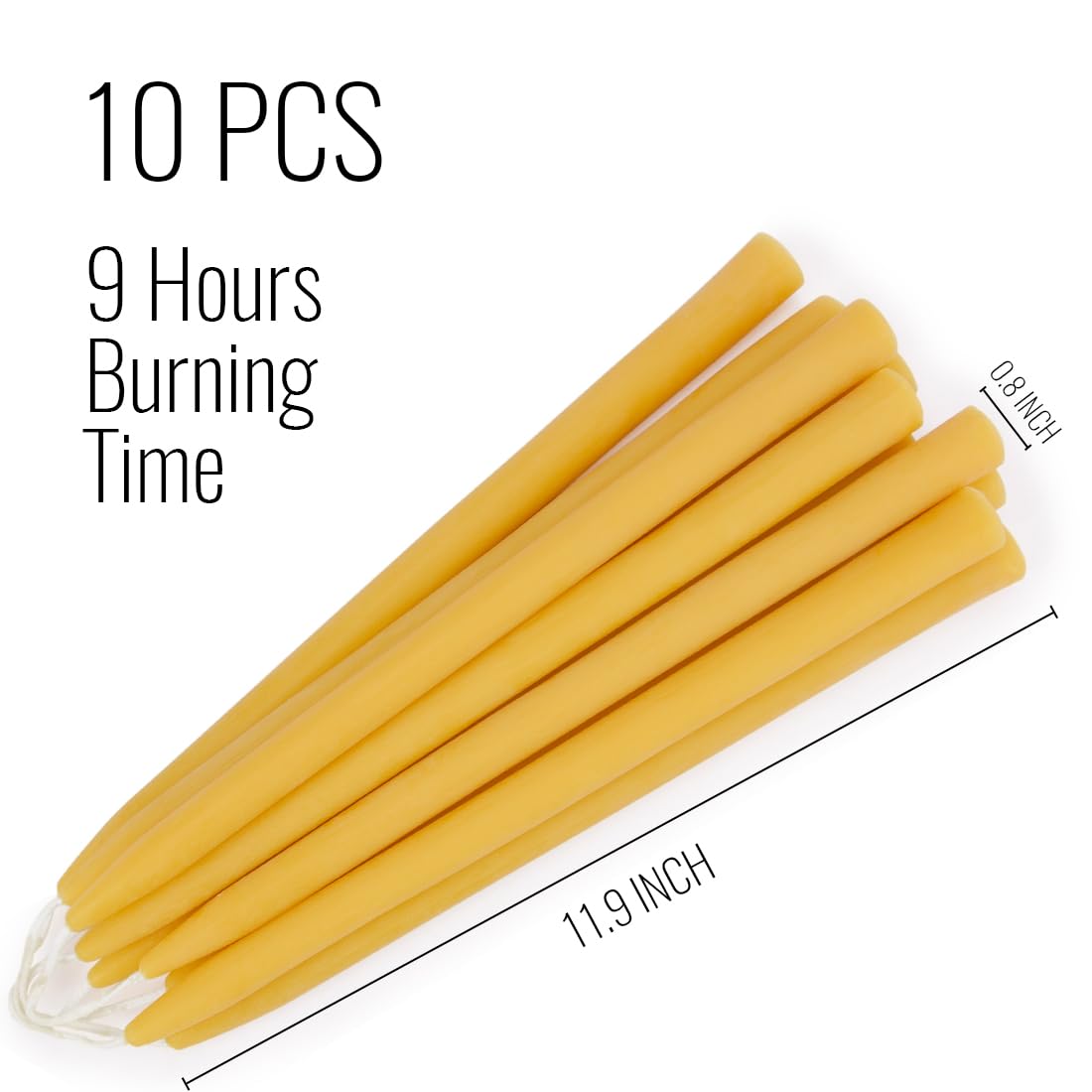 24 Pack Beeswax Taper Candles Bulk,8 Inch Natural Unscented Bees Wax Candles,Smokeless Dripless 6 Hour Long Burn Time Beeswax Candle Sticks for Home Decor (Yellow)