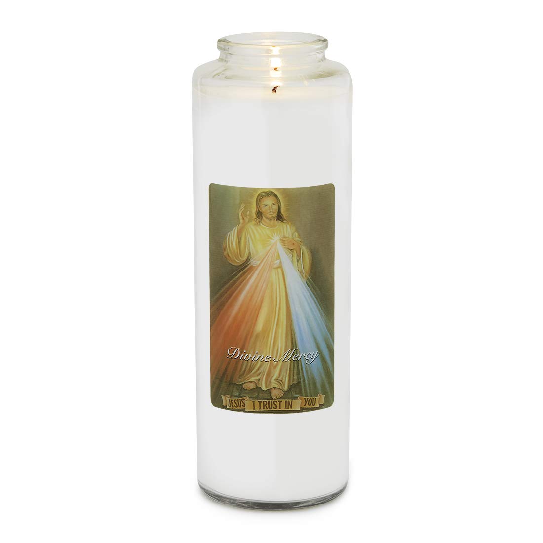 Root Candles 7-Day Clear Glass Devotional Prayer Candle, Divine Mercy