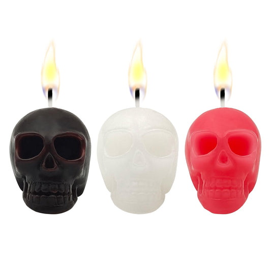 3 PCS Skull Candles Horror and Novelty Decor, Home Decorative Themed Candles for Halloween, Birthday Candle Gifts, Scary Christmas Party Accessories, Bone Candlestick Home Bar Tabletop Decor