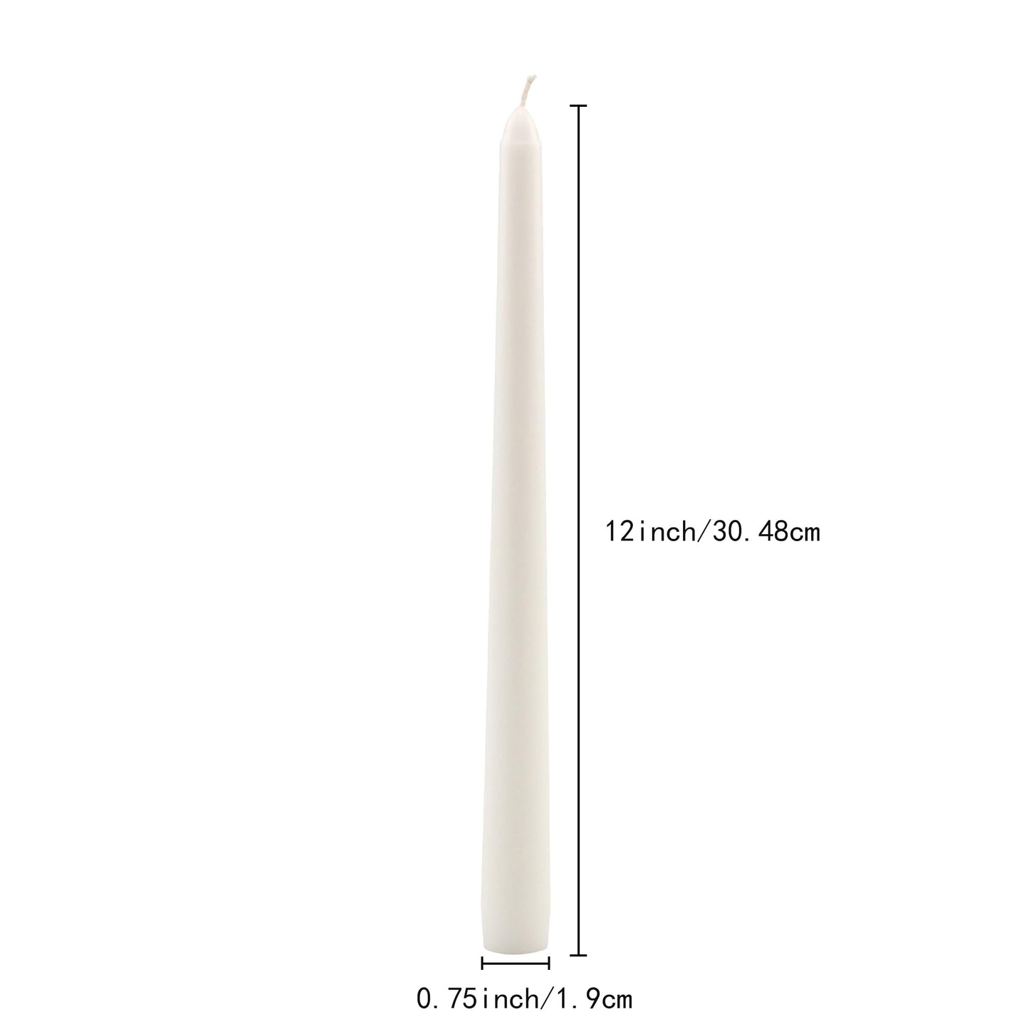 20 Pack White Taper Candles, 10 Hours Burn Time, Unscented, Smokeless and Dripless, 0.8 x 12 Inch Dinner Candle Set for Household, Wedding, Party and Home Décor Candlesticks