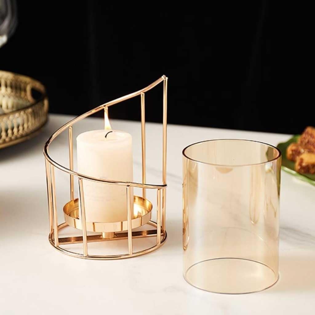 Candlestick Holder Golden Metal Candle Holder Multifunctional Glass Vase Glass Candle Holder Table Decoration Candle Modern Home Decoration Candle Holders (Size : Small)