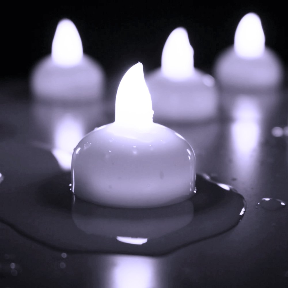 Novelty Place 24Pcs Waterproof Flameless Floating Tealights, LED Floating Candles Cool White Flickering Tea Lights - Battery Operated Candles Decoration for Wedding, Christmas, Party, Pool, Pond