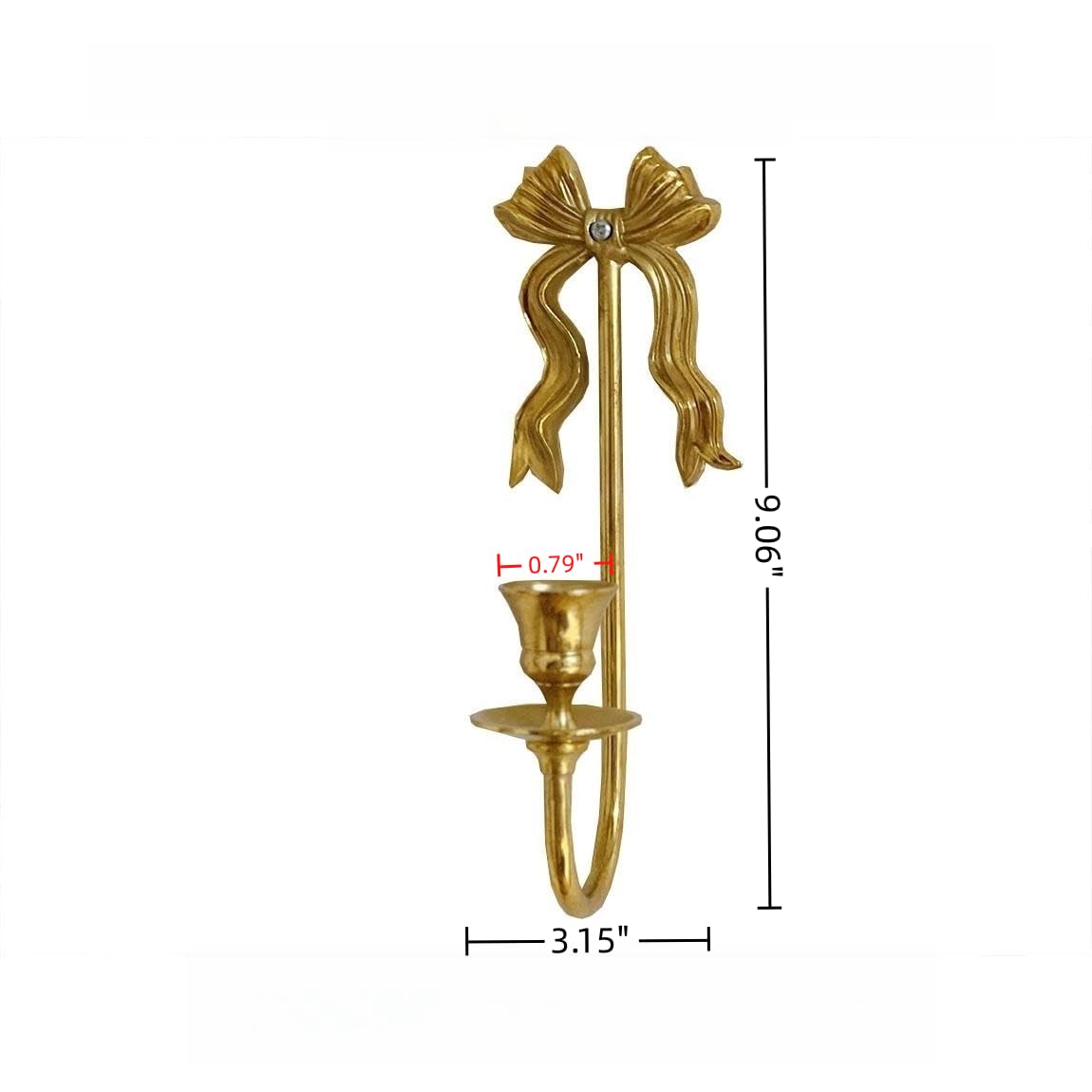 TerkCo Brass Wall Candle Sconces Wall Decor Set of 2, Antique Gold Bow Candle Stick Holders,Wall Mounted Home Decoration,for Living Room,Dining Room, Bedroom（No Candle (Gold 1)