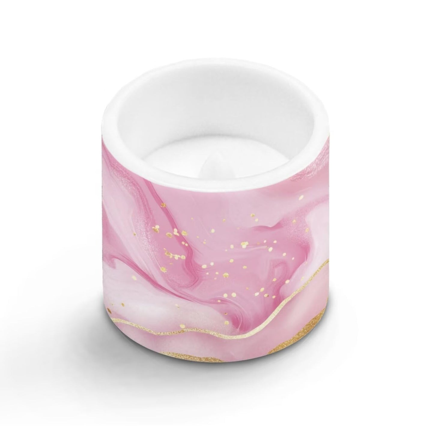 Cozeyat Blush Marble LED Candles Set of 4 Battery Powered Flameless with Remote Timer Dancing Flame Waterproof for Home Beach Table Decoration