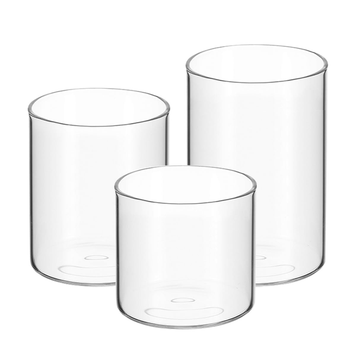 Beaupretty 3pcs Glass Scented Candle Cups Set Empty Tealight Candle Holders 5.3x10cm/8cm/6cm for Table Decor and DIY Craft