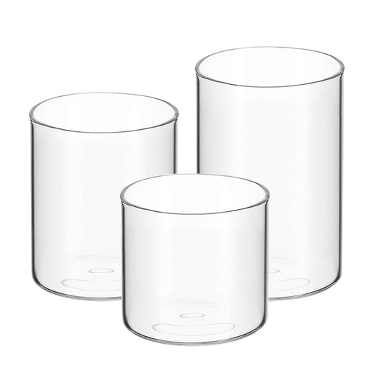 Beaupretty 3pcs Glass Scented Candle Cups Set Empty Tealight Candle Holders 5.3x10cm/8cm/6cm for Table Decor and DIY Craft