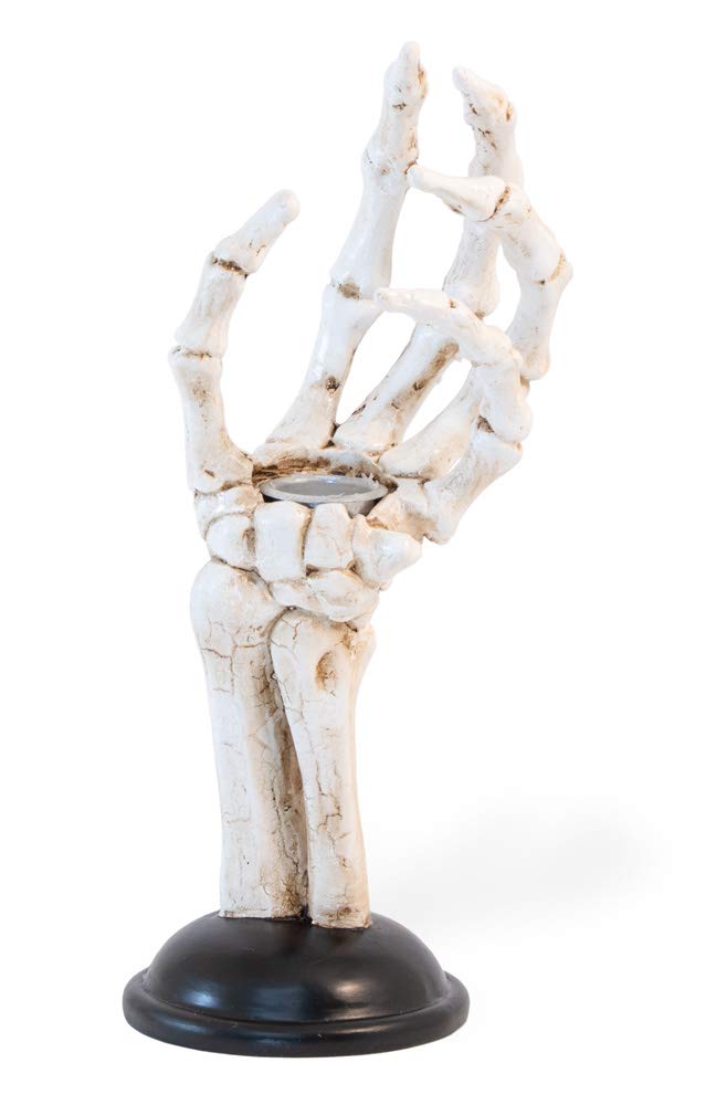 Boston International Halloween Taper Candle Holders, Set of 2, 3 x 8-Inches, Skeleton Hands