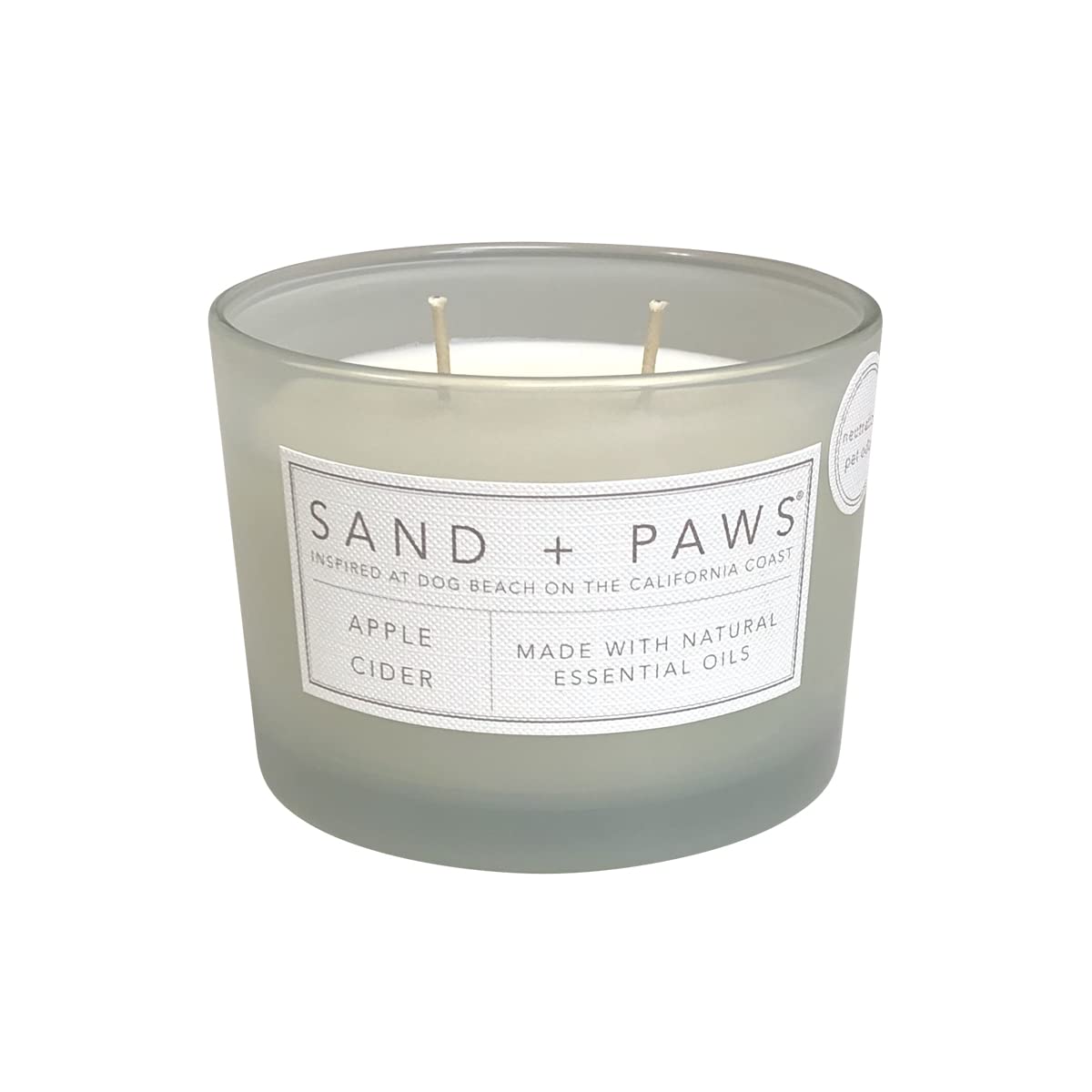 Sand + Paws Scented Candle - Apple Cider - Additional Scents and Sizes –Luxurious Air Freshening Jar Candles Neutralize pet Odors and Enhance Home décor – 100% Cotton Lead-Free Wicks - 12 oz