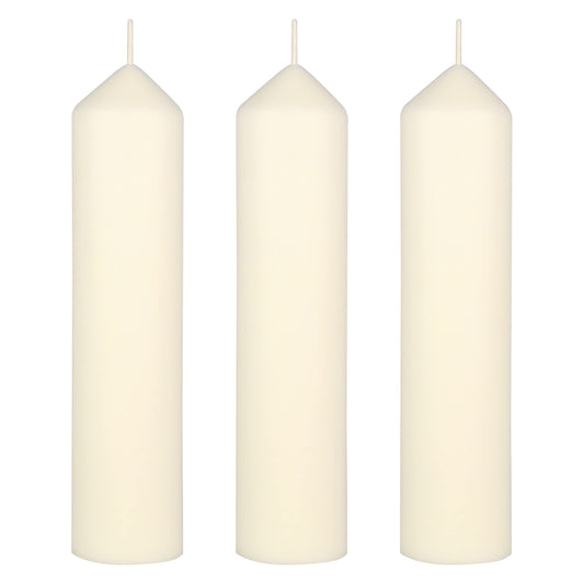 Mega Candles 3 pcs Unscented Round Dome Top Ivory Pillar Candles, Low Cost Single Use Event Wax Candle 2 Inch x 9 Inch, Ideal for Weddings, Parties, Events, Occasions, Florists, Prayers, Vigils