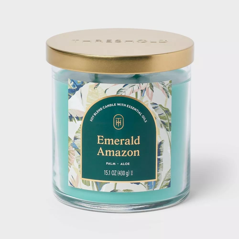 Threshold 2-Wick Lidded Glass Jar Candle (15.1oz, Emerald)