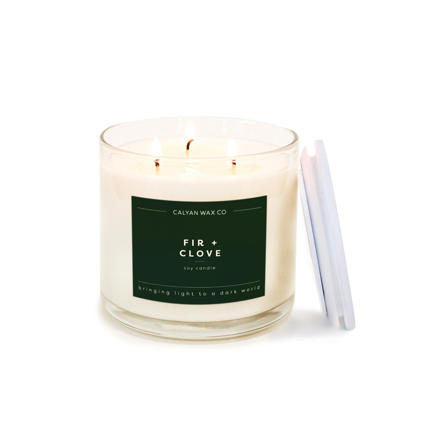 Calyan Wax Co. Fir & Clove 3 Wick Scented Candle - 43 Hour Burn - Luxury 3 Wick Soy Candles - Clean Soy Wax Candles - Long Lasting Large Glass Jar Candle for Home - 14.9oz