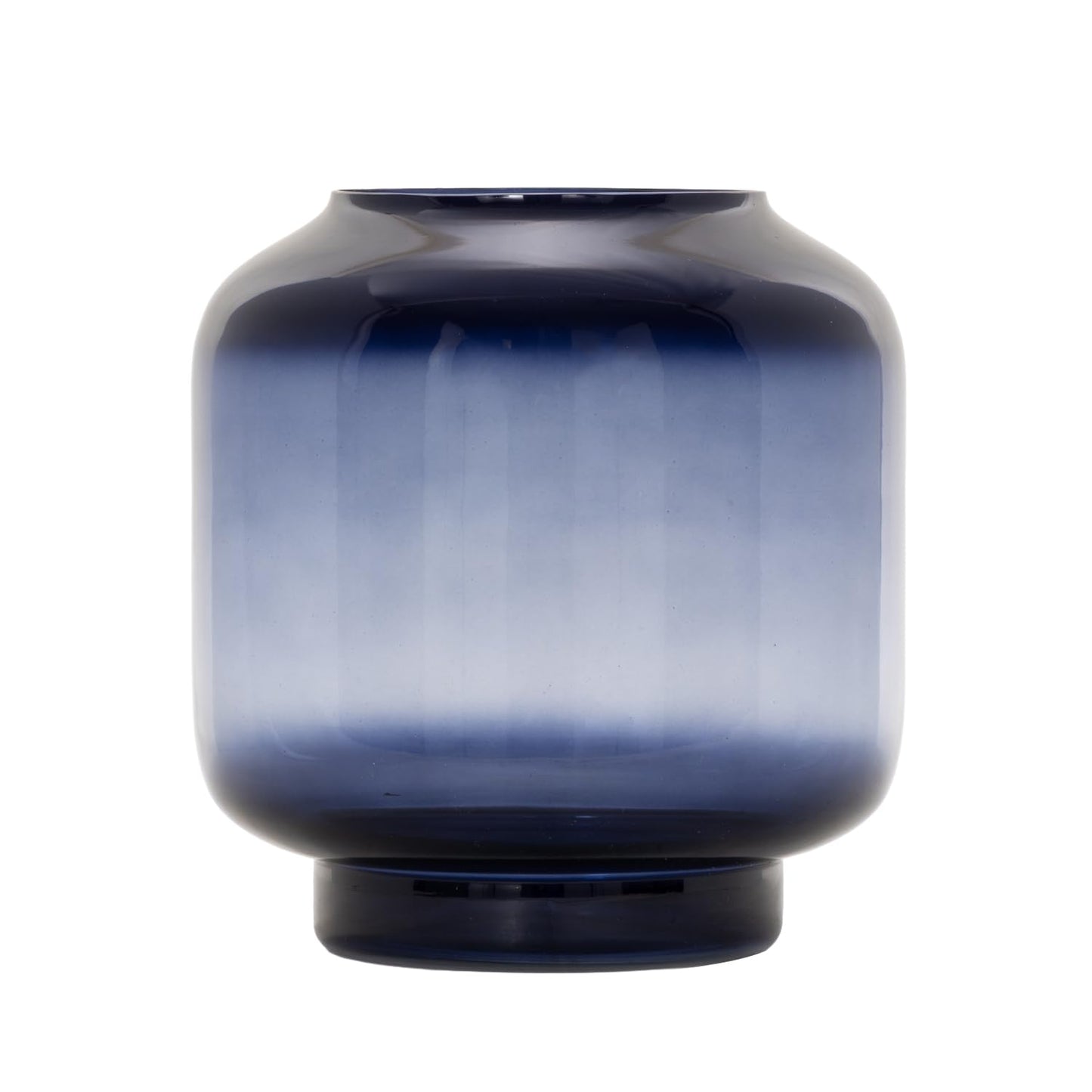 Deco 79 Glass Room Hurricane Lamp Tinted Wide Hurricane Candle Holder with Elevated Base, Table Centerpiece Lamp 7" x 7" x 8", Blue