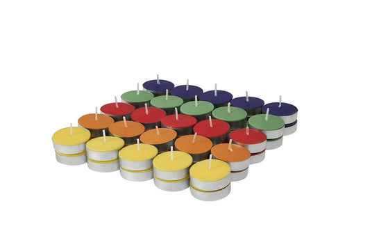 Smokeless Multicoloured Unscented Candles, 3-Hour Burn Time, Set of 50