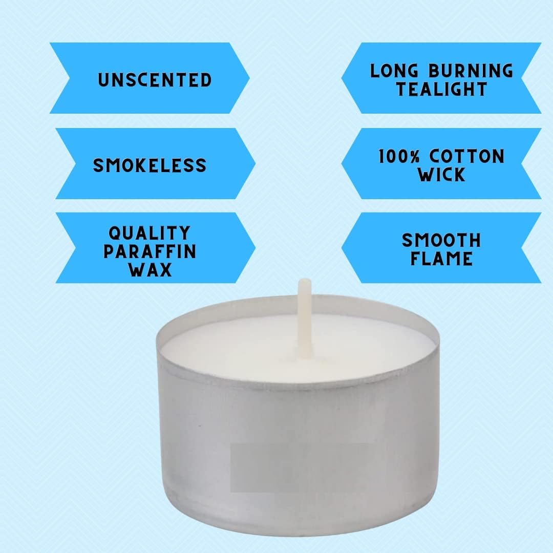 Long Burning Tea Light Candles, 30 Count, 22 Gram Each, 5-6 Hours Burn Time