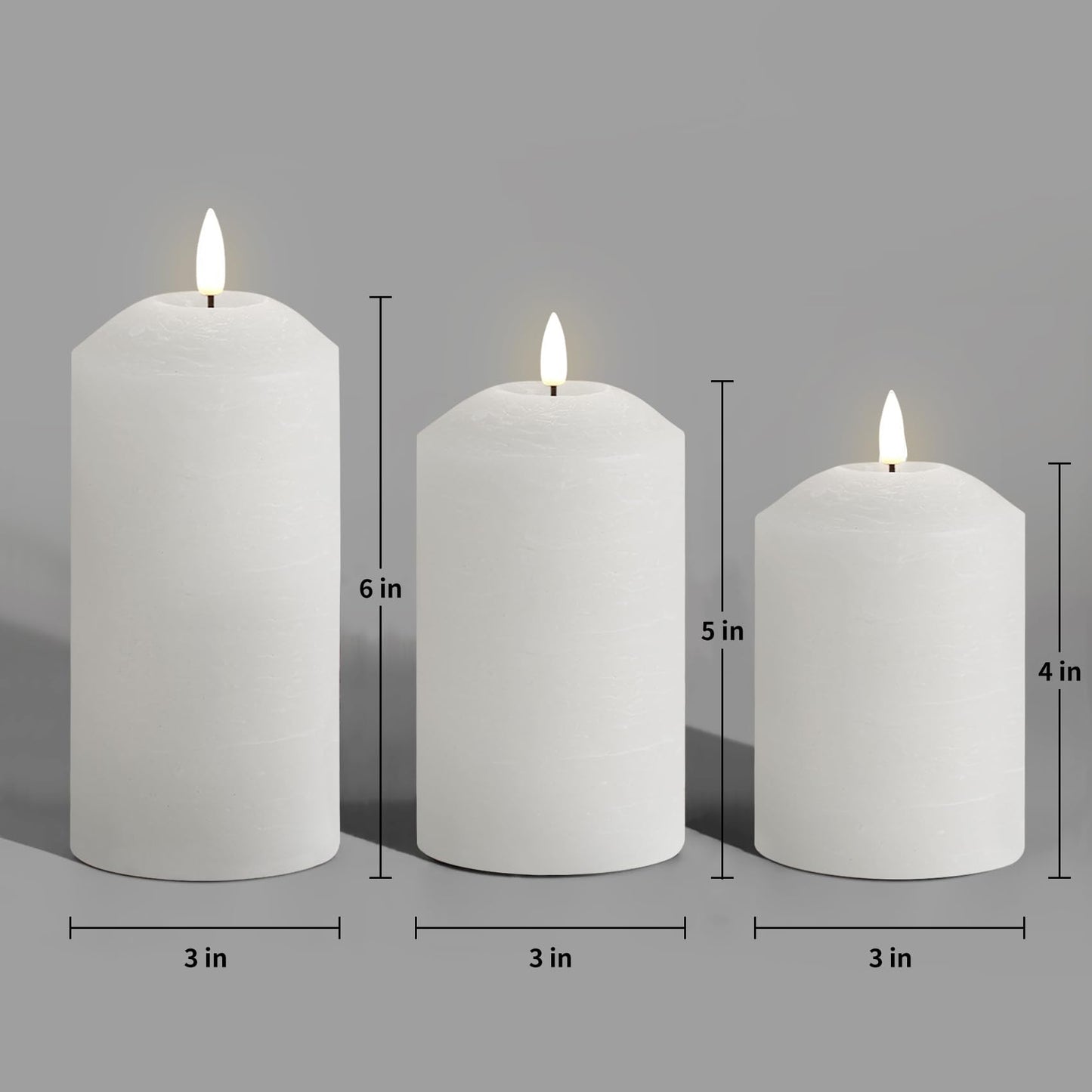 Eywamage White Flameless Pillar Candles with Remote, Flickering LED Candles Battery Powered Real Wax Set of 3