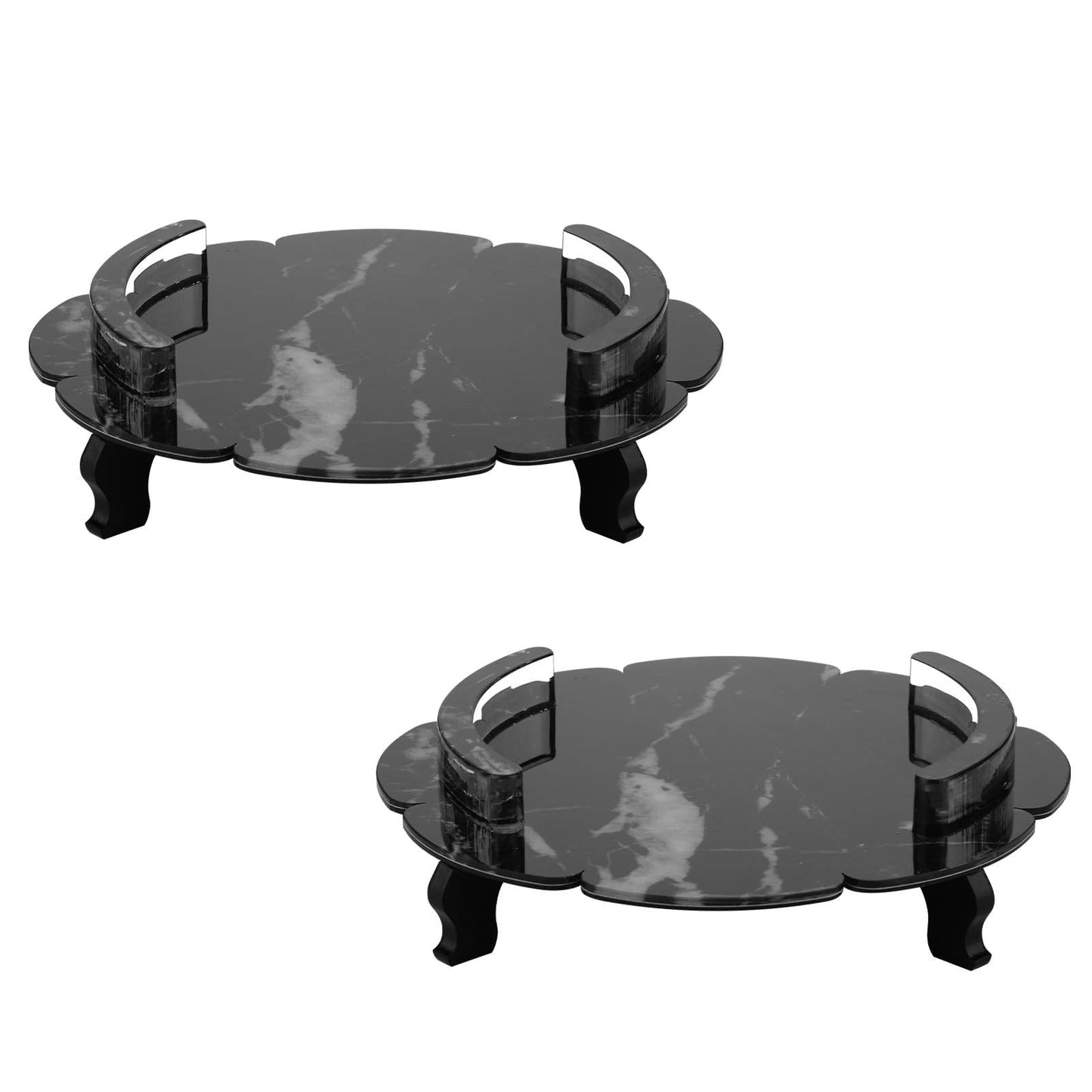 Beautyflier Scented Candle Holder Tray, Pedestal Candle Stand for Yankee Candle Classic 22oz Large Jar Single Wick Scented Candle, Marble Pattern Acrylic Candles Plate, Holder Only (Black, 2pcs)