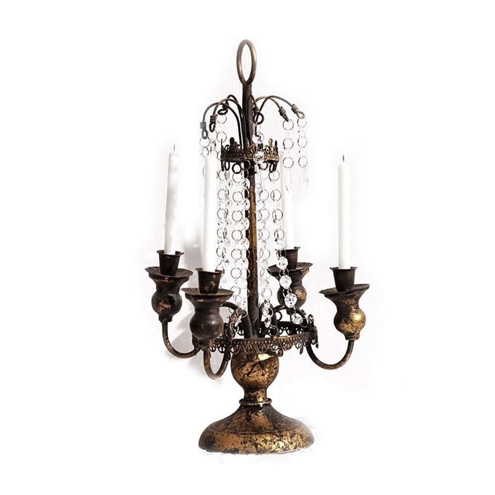 YUHUAWF Candle Holderss Retro Country Four-Head Candlestick Home Romantic Iron Candle Holder Decoration Decorative Candlestick