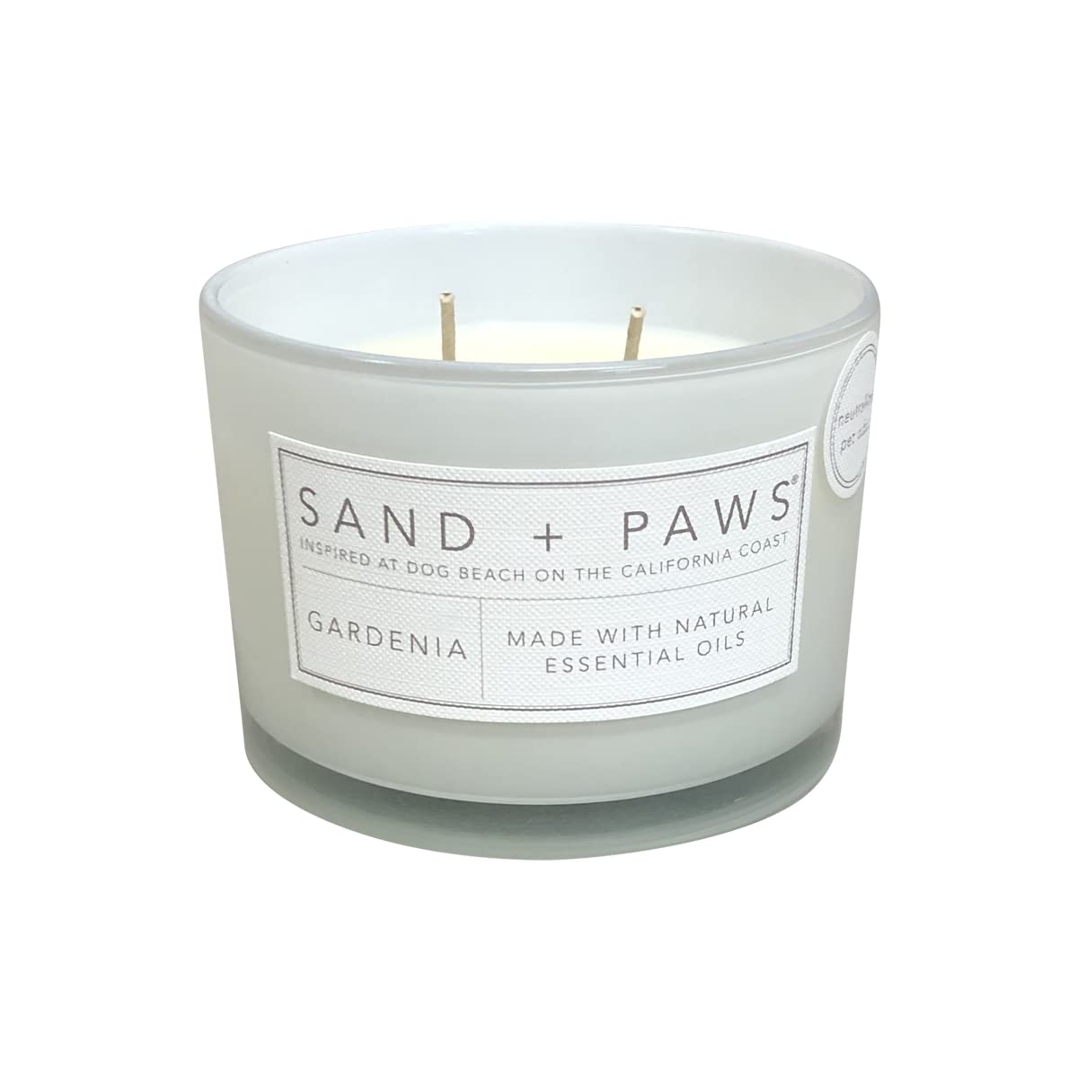 Sand + Paws Scented Candle - Gardenia - Additional Scents and Sizes –Luxurious Air Freshening Jar Candles Neutralize pet Odors and Enhance Home décor – 100% Cotton Lead-Free Wicks - 12 oz