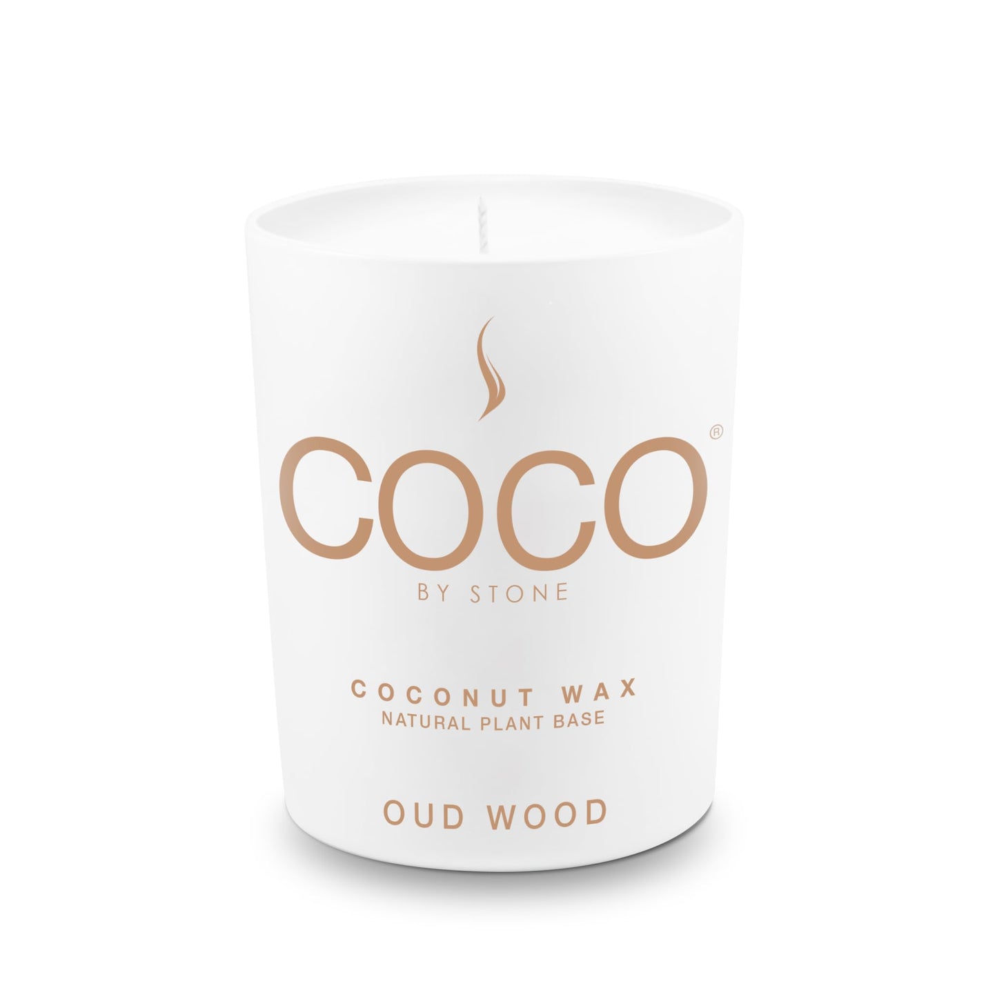 COCO by Stone 6.5oz Candle, Coconut Apricot Wax Candle for Home (Oud Wood) Home Fragrance Products, 1 Wick Candle, Enhance Indoor Aroma, Vegan & Cruelty-Free, Clean Burning and Hand Poured Candle