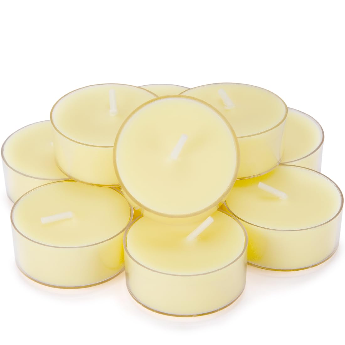 Natural Citronella Tea Light Candles, Tiny Soy Wax Aromatherapy Citronella Tealights Set of 12-4 Hours Burning - Great Gift for Summer Outdoors Home Garden Patio Balcony