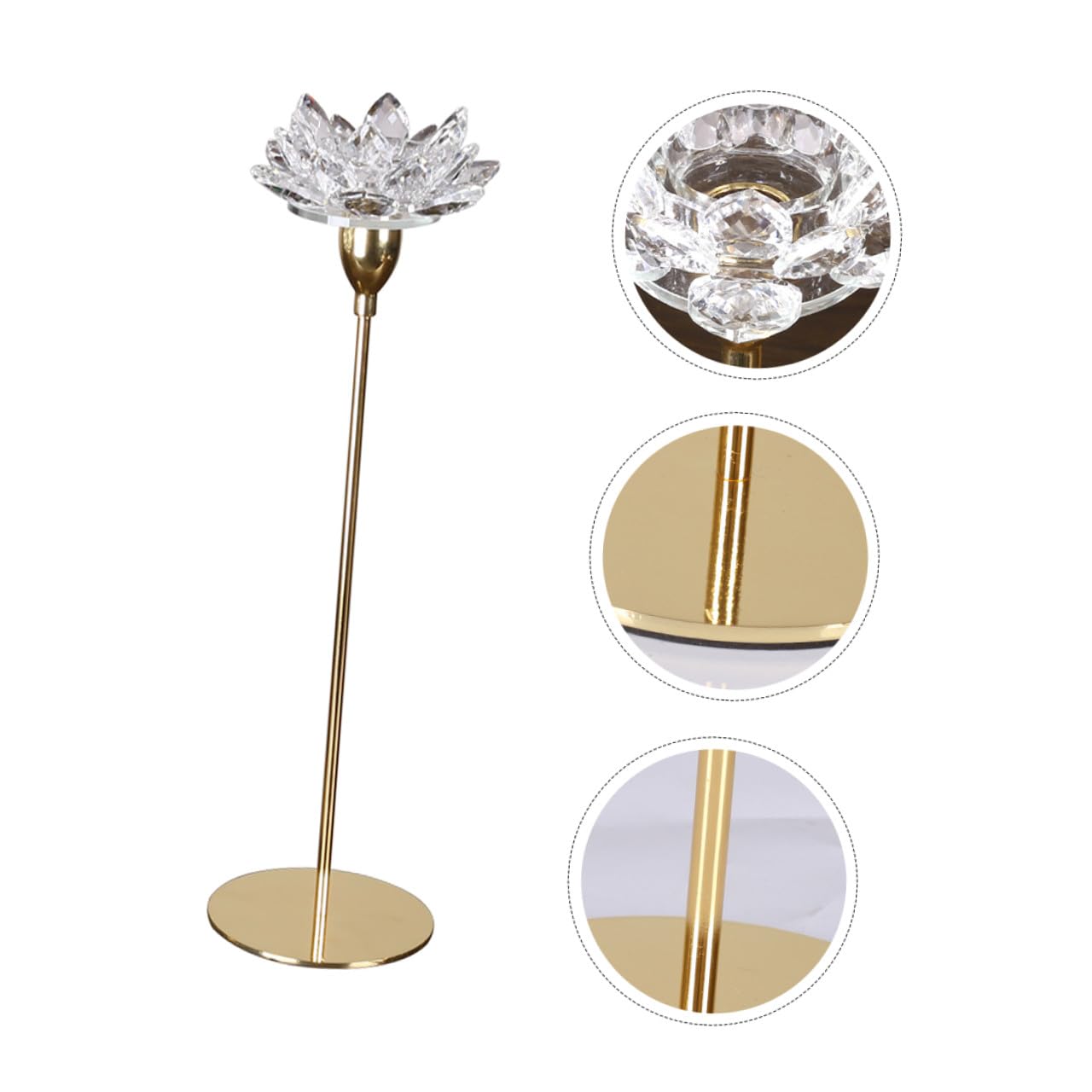 ABOOFAN Modern Metal Crystal Lotus Candle Holder Small Gold Decorative Candlestick for Wedding Tabletop and Dining Room Candlelight Dinner Decoration