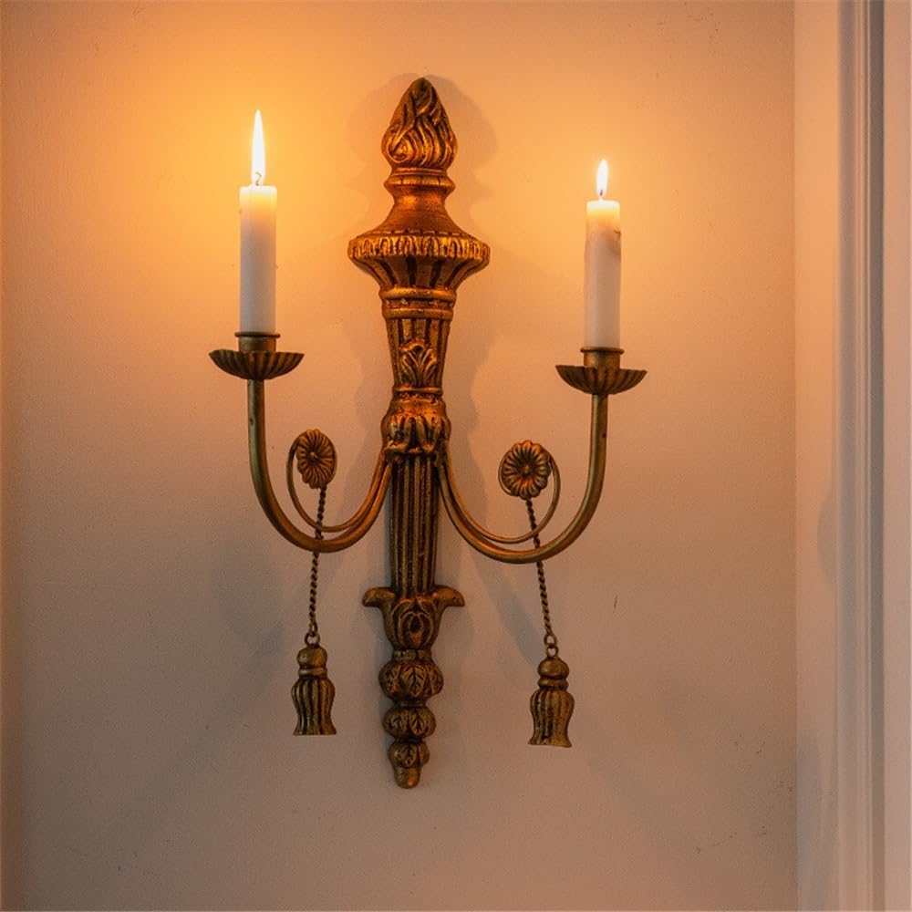cfycfy987 Candelabra Retro Wall Decoration Candlestick Home Living Room Light Luxury Old Iron Candle Holder Candle Sticks Holder