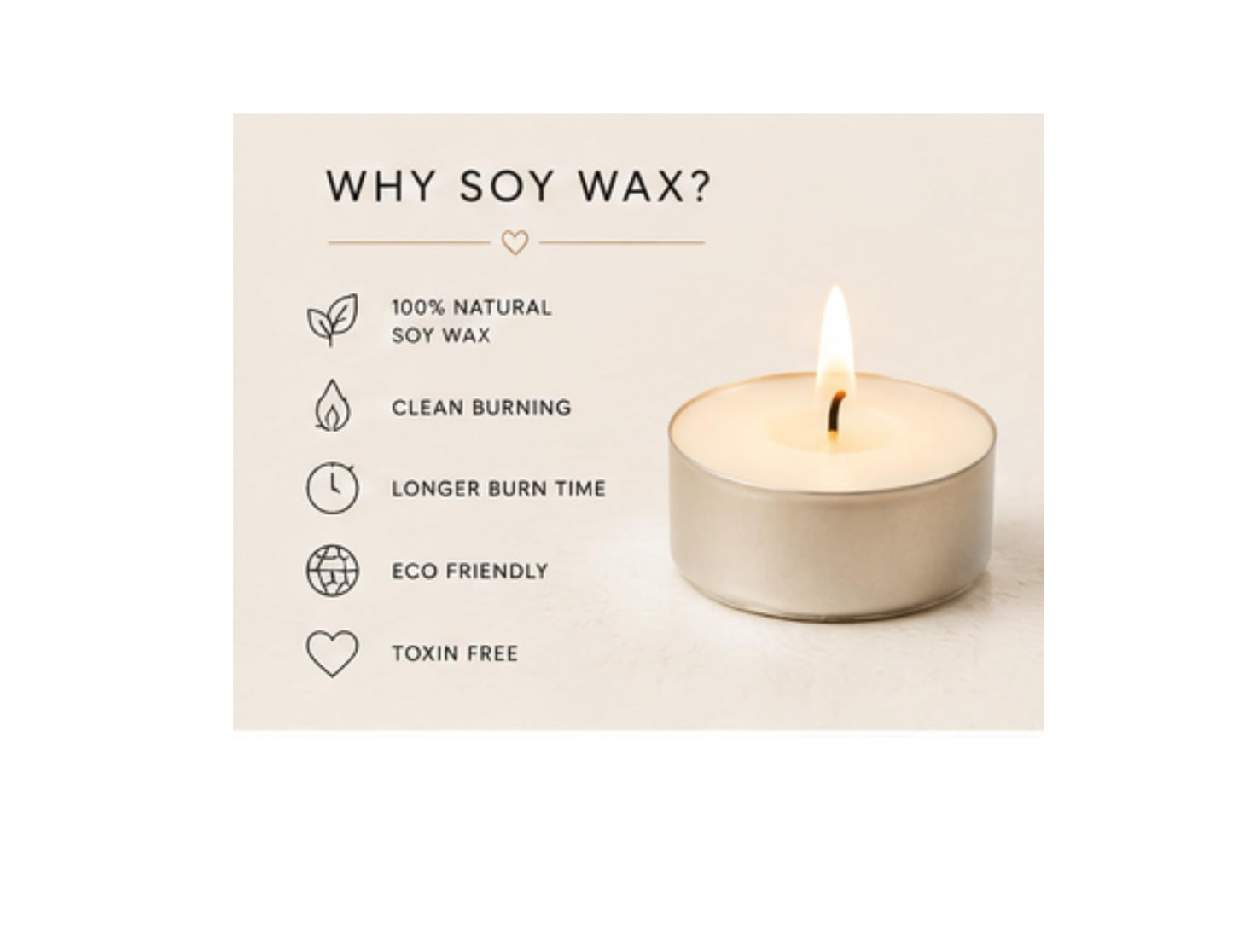 Pack of 6 Soy Tea Lights/Natural Soy Wax Candles/Clean Burning/Handmade Tea Light/Unscented or Scented