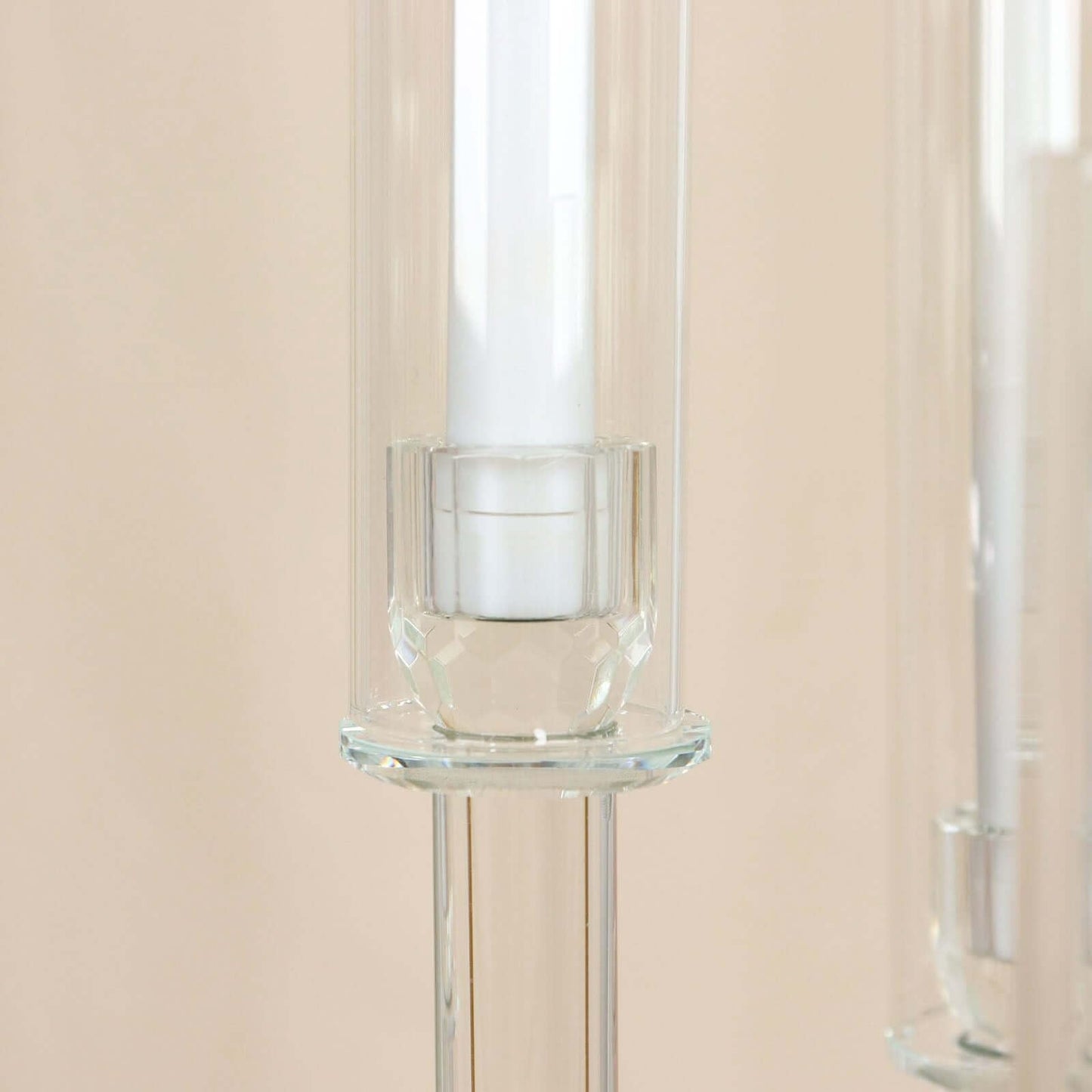 Efavormart 51" Clear 5-Arm Crystal Round Cluster Taper Candelabra Candle Holders, Votive Pillar LED Candle Holders with Round Mirror Base