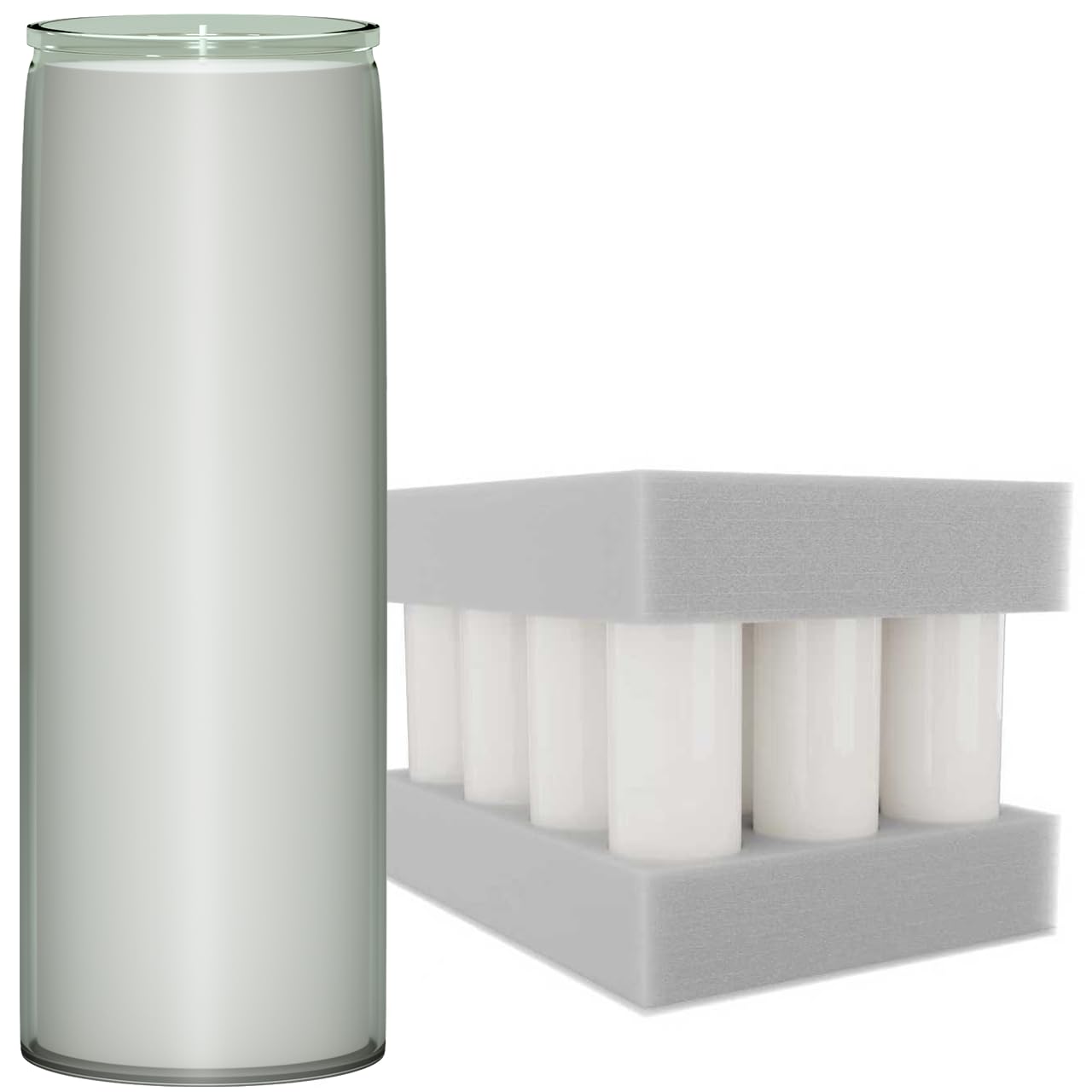 Bulk 12 Pack 7 Day Soy Wax Prayer Candles in Glass – Natural Clean Burning, Unscented Devotional Catholic Candle for Church, Vigil & Memorial (White)