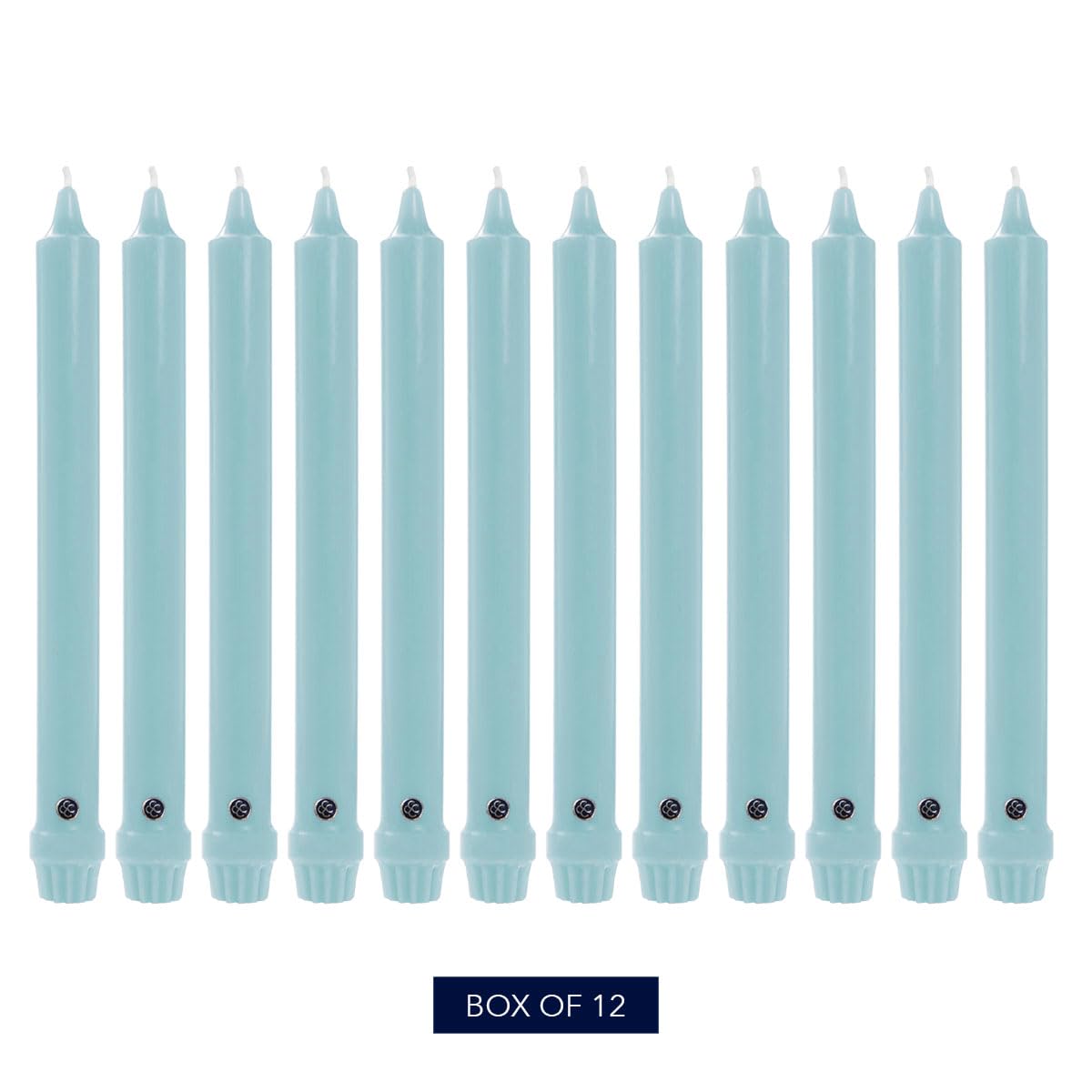 Colonial Candle Unscented Taper Candle, Classic Collection, Coastal Blue, 10 in, Pack of 12 - Up to 8 Hours Burn