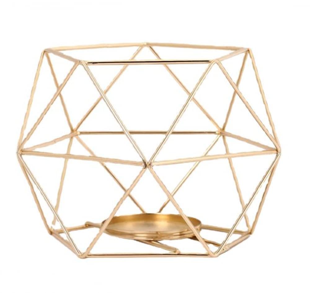 ZHZXBDGQ Tealight Holders Metal Wire Iron Tea Light Candle Holder Geometric Candle Holder Centerpieces for Wedding Holidays Events Party Decorations-Gold