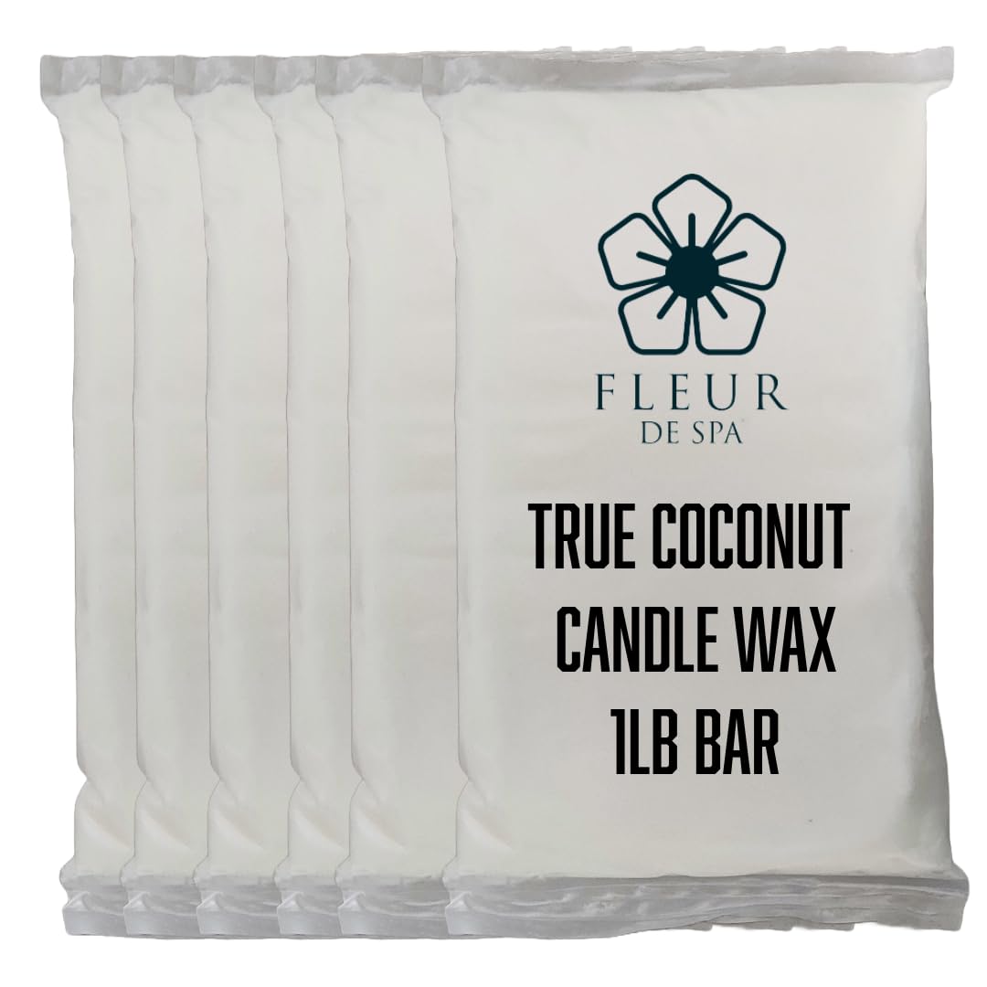 Coconut Candle Wax 6lb by FLEUR DE SPA – Premium All-Natural Coconut Wax Blend – Made in USA – Clean Burn, Great Scent Throw – for DIY Candle Making (6 Pound Box)