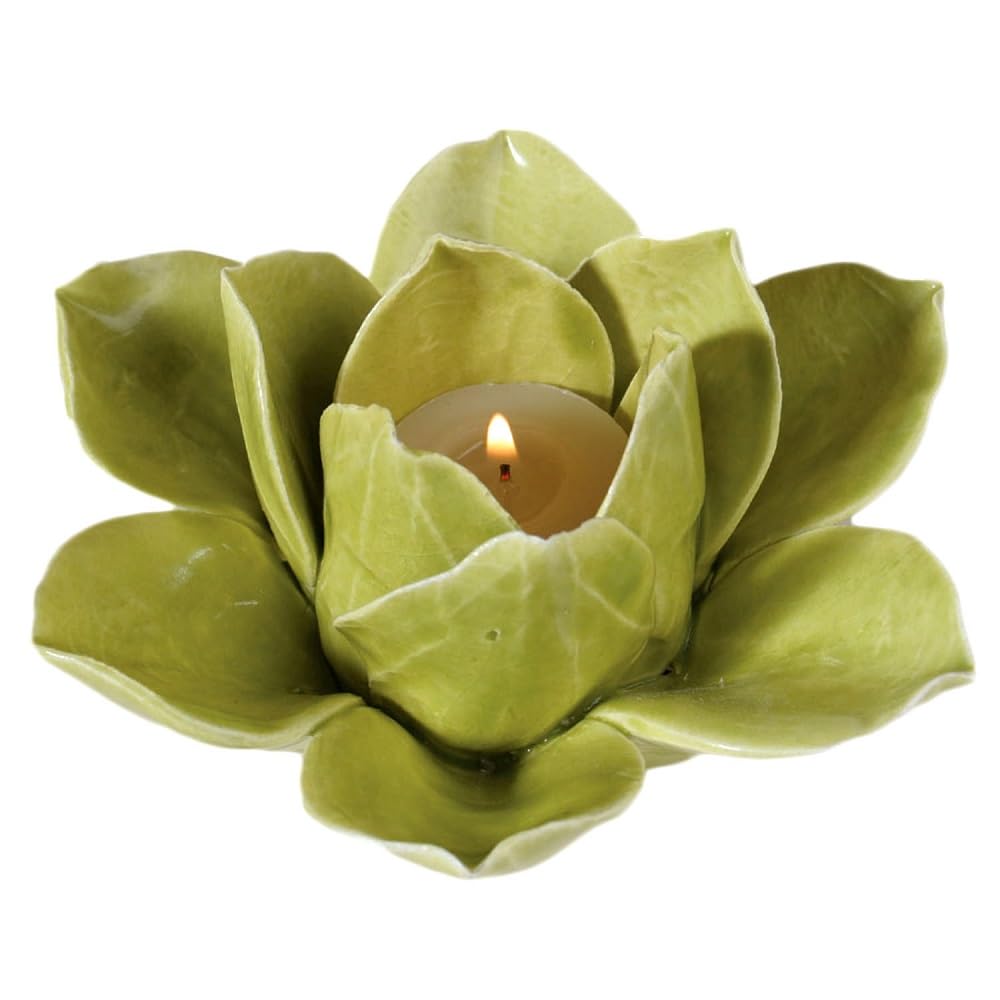 HomArt Lotus Tea Light Holder, Green