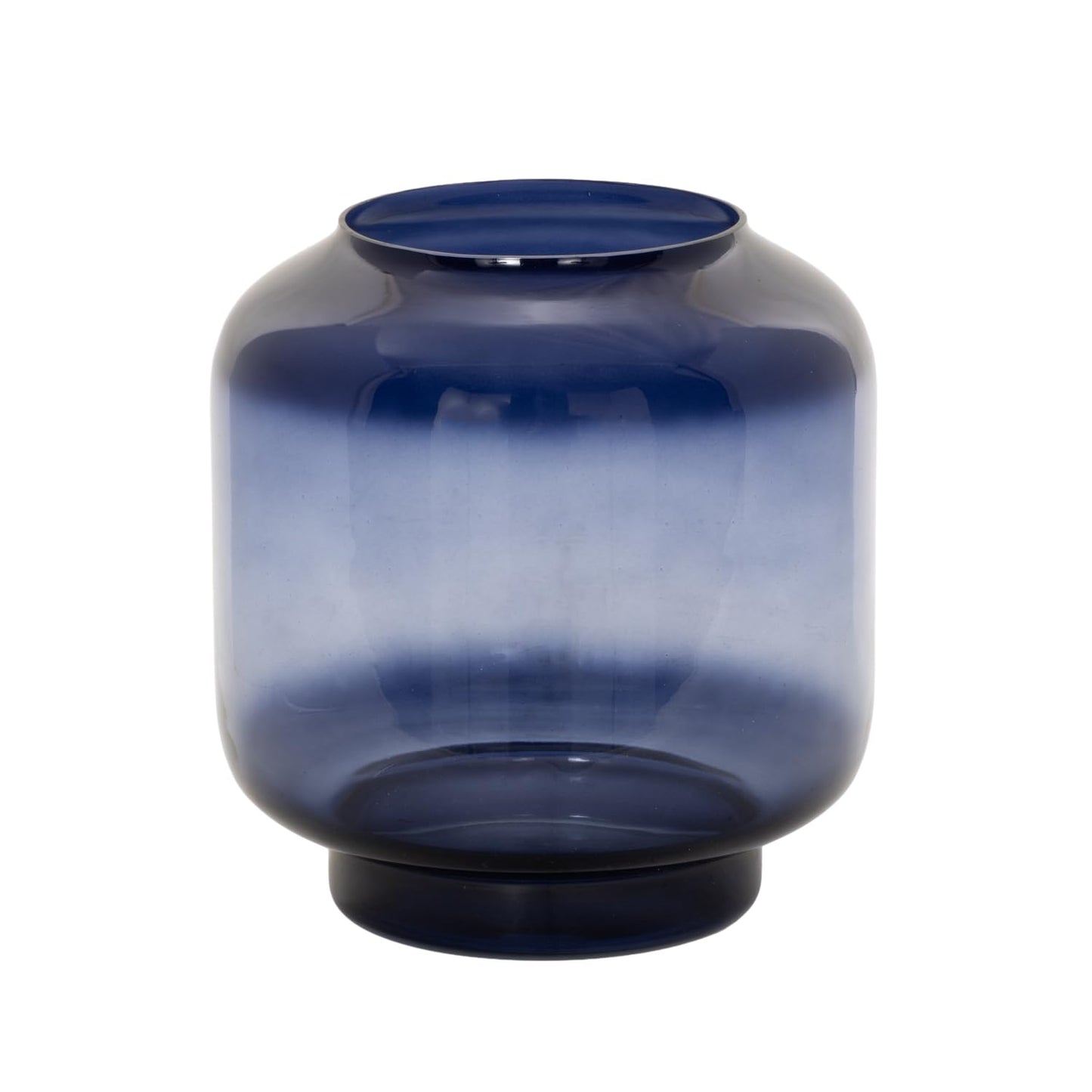 Deco 79 Glass Room Hurricane Lamp Tinted Wide Hurricane Candle Holder with Elevated Base, Table Centerpiece Lamp 7" x 7" x 8", Blue