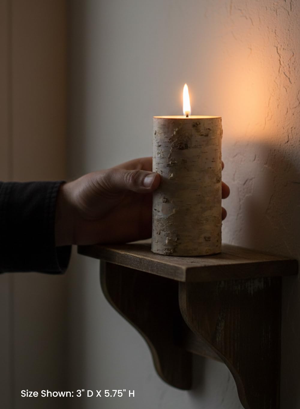Serene Spaces Living Birch Bark Candle, Set of 3 Medium, Pillar Candle, Ideal for Weddings, Parties, Events, Restaurants, Home Decor, 3" Diameter & 5.75" Tall