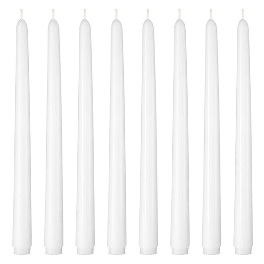 Set of 8 10 Inch White Taper Candles, Dripless Unscented Skinny Candlesticks for Home Party Dinner Table Decoration