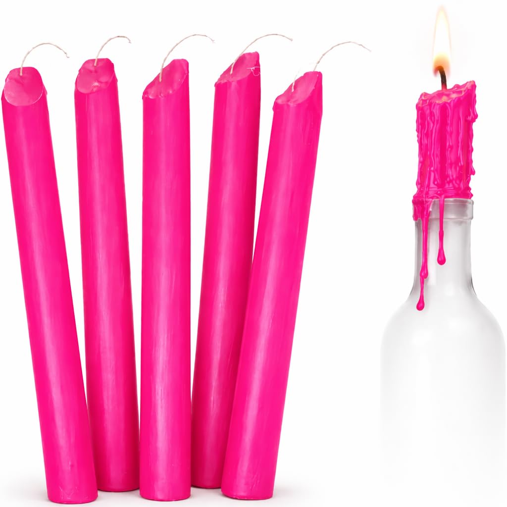Funny Guy Mugs Solid Color Dripping Candle - Drip Candle Pack of 6 (Pink)