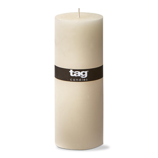 TAG Chapel 3X8 Ivory Pillar Paraffin Wax Candle Unscented Drip-Free Long Burning 115 Hours for Home Decor Wedding Parties 3x8 Ivory