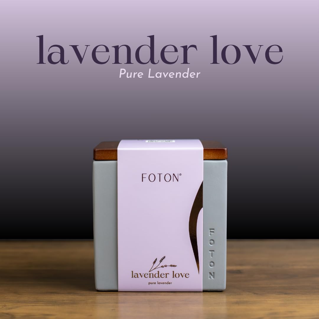 Foton Pearled Candle Le Cube Concrete Vase Set 16 Oz - Lavender Love Scented - Refillable Jar Scented Candle Sand with 15 Wicks - Natural Non-Toxic Decorative Candles for Home